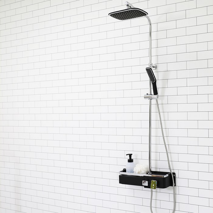 두진 루나 선반형 해바라기샤워기 레인샤워수전 블랙 DJ5200 방문설치, 1개