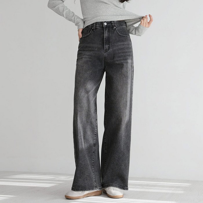 앤드스타일 여성용 롱/기본/숏 기장 딱스판 1탄 인밴딩 스판 와이드 데님 팬츠 264353