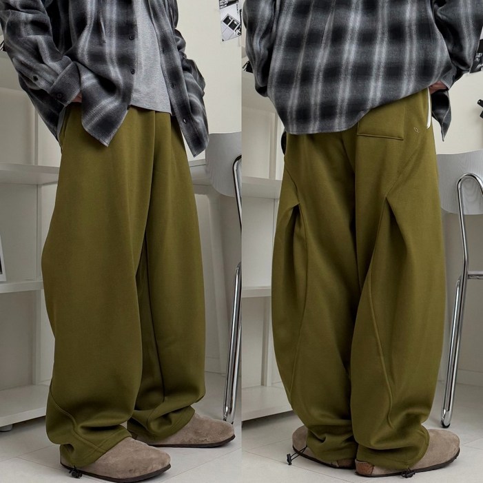 르위 밴딩 절개 와이드 트레이닝 스웻 벌룬 팬츠 남녀공용