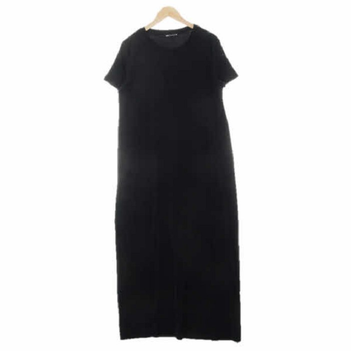 9874 자라 블랙 면혼방 골지반팔맥시원피스 L