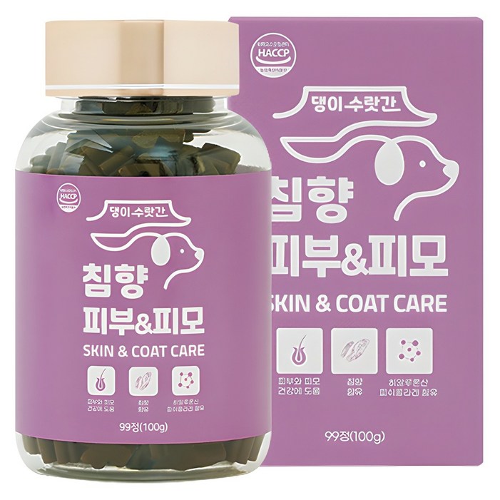 강아지 피부병 곰팡이성 피부염 피부영양제 발습진 아토피 모낭충 댕이수랏간 침향 피부피모 100g, 1개, 피부피모, 99정 강아지 피부병 곰팡이성 피부염 피부영양제 발습진 아토피 모낭충 댕이수랏간 침향 피부피모 100g, 1개, 피부피모, 99정