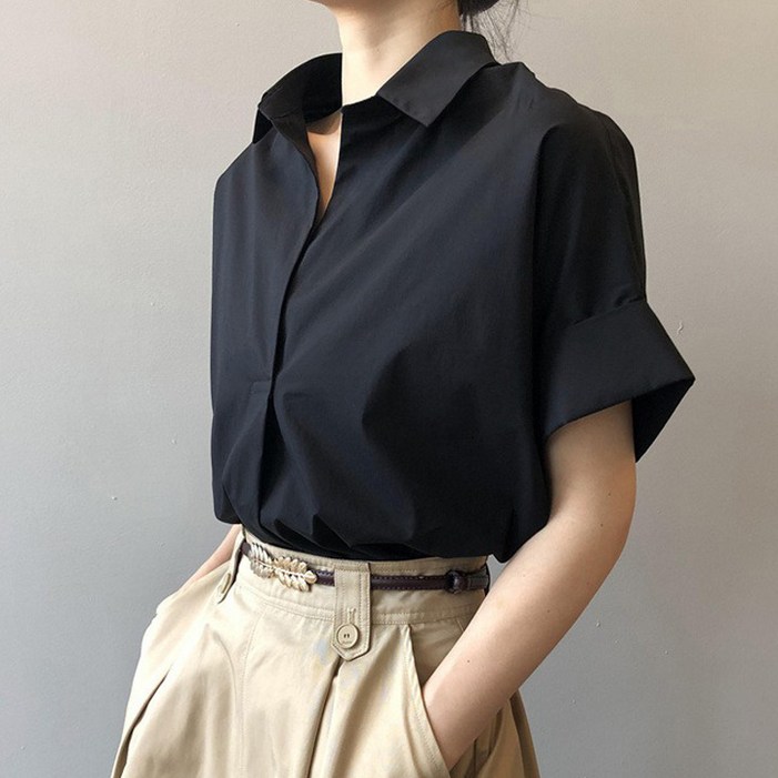 드마엘 아일리 베이직 카라넥 셔츠 블라우스(3color) 데일리 데이트룩 하객룩 오피스룩