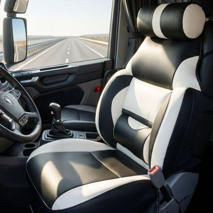 대형화물차 트럭 운전석 리무진 시트커버 1P  현대 엑시언트,타타대우 맥쎈,프리마,노부스,메가트럭,MAN, 볼보FM, 벤츠유로, 이마이티, 포터2 화물차 전차종호환, 1개, 블랙화이트