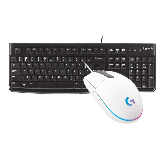 로지텍 K120 NEW 유선 키보드로지텍 G102 화이트 벌크 게이밍 유선 마우스 세트, 로지텍 키보드마우스세트, K120G102화이트벌크, 일반형