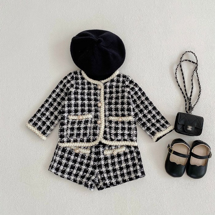 KC인증 당일발송베스더스 아기 베베 트위드 자켓 반바지 세트 하객룩 돌 촬영룩 애기 여아 정장