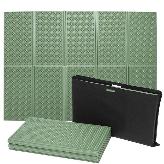 쿠셔니 캠핑매트 2단 엠보싱 발포매트 차박매트  보관가방 중형 200cmx140cm 2인용, 카키