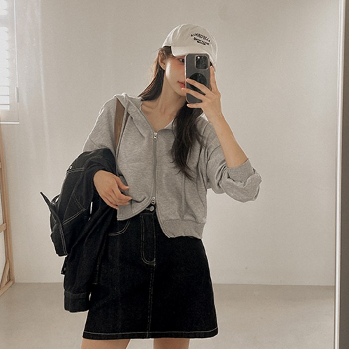 메이빈스무료배송리브 크롭 후드 집업