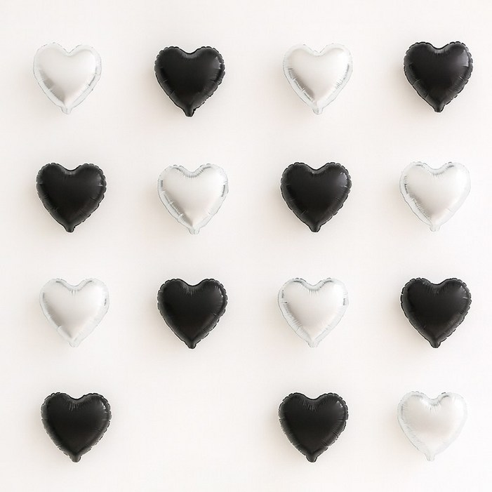 해피제이니 미니하트 20개 파티 이벤트 생일 은박 호일풍선 파티풍선 세트, 1세트, 블랙 미니하트 하트풍선만