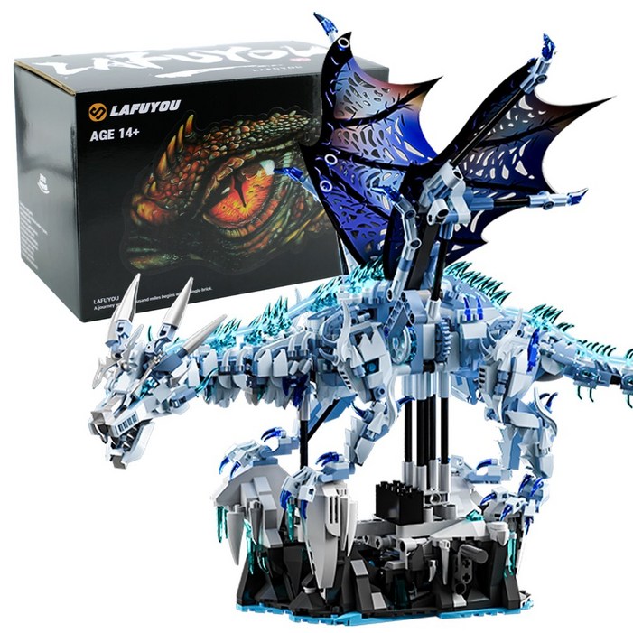 라푸유 아이스 드래곤 MOC블록 LED불빛 블럭세트 움직일 수 있는 피규어 호환블록 1646피스, 1개, 오리지널1646피스