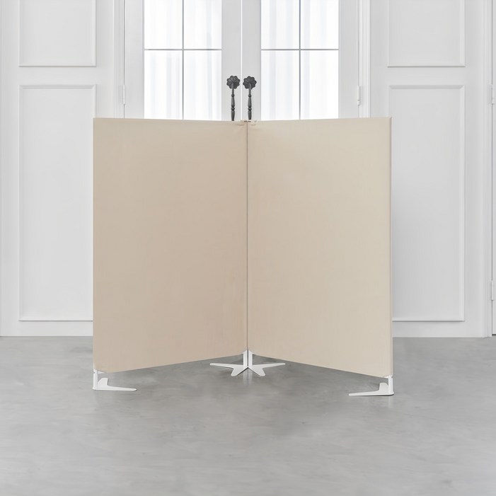 까사마루 이브 스탠드형 2단 가림막 파티션 1600 x 25 x 1200 mm, 오트밀