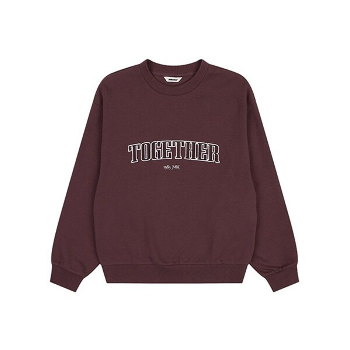 여성)TOGETHER 자수 세미 오버핏 맨투맨_AO3WTS653-WN