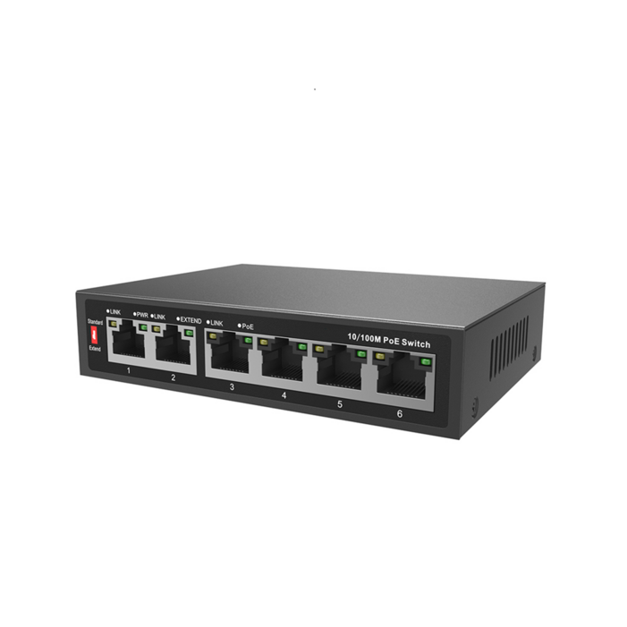 POE HUB 4포트 추가 2포트 스위칭 허브 확장기능 최대 250미터 어뎁터포함, 1개