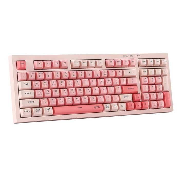 지클릭커 오피스프로 사일런스 무소음 방수 유무선 블루투스 키보드 98KEY, 제조사축, WK50, 핑크RC2