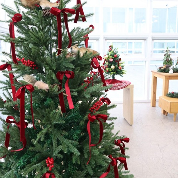 크리스마스 레드벨벳리본레드상큼열매 크리스마스 트리데코소품, 10개