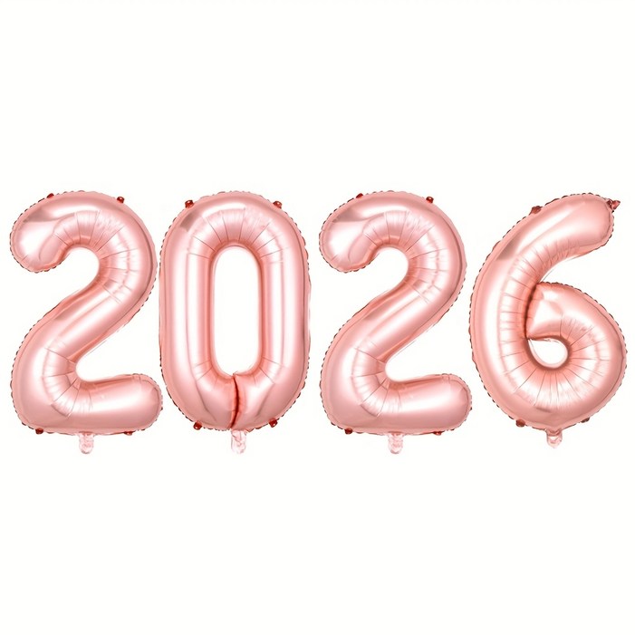 CEUQIESO 16인치40.6cm 4개 디지털 숫자 풍선 세트 , 새해 파티 알루미늄 호일 풍선 장식 세트 경축 행사 장식용품 결혼식 생일 파티, 로즈 골드