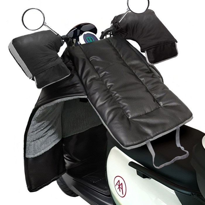 내일마켓 프리미엄 가죽 방한패딩핸들워머 SET 오토바이 전기자전거 방한토시 무릎 담요 바람막이 방한복 방수커버 방품커버 기모