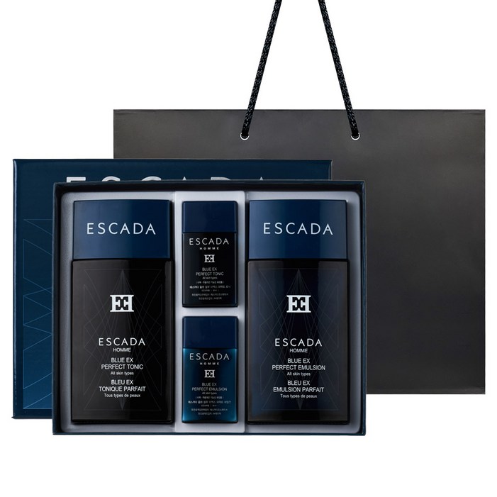 에스까다 옴므 퍼펙트 블루 2종 선물 세트  쇼핑백 남성화장품 스킨로션 기획 세트, 1세트