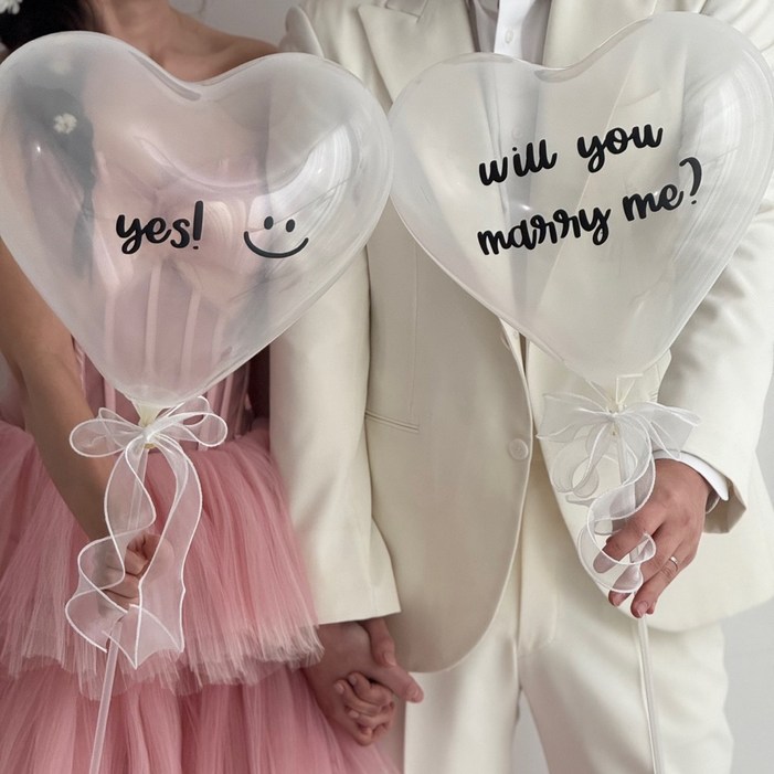 현재의태도 웨딩촬영 하트풍선 레터링세트 +여분풍선 프로포즈 윌유메리미