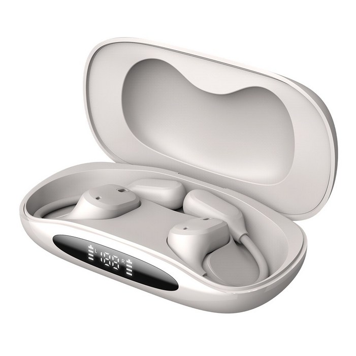 오지렌 ENC 노이즈 캔슬링 오픈 귀걸이형 블루투스 이어폰, 아이보리