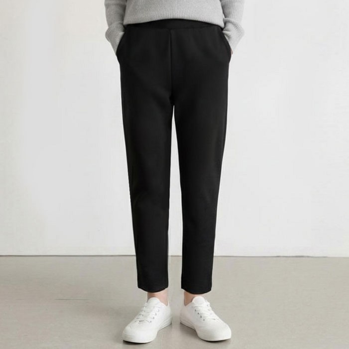 여성 기모안감 스판 슬림 일자 슬랙스 밴딩 팬츠 국내생산 구김적은 스판 밴딩 빅사이즈 66 77 88 99