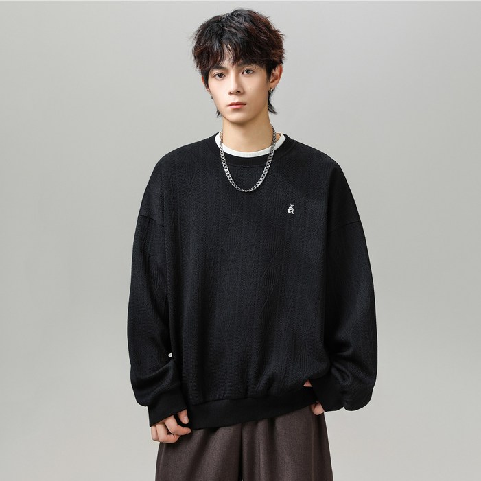 POMTOR 남녀공용 캐주얼 오버핏 맨투맨 라운드넥 남자 맨투맨