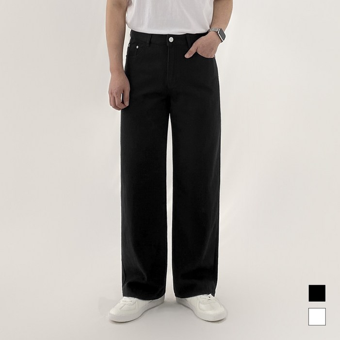 모노마인 남자 청바지 화이트진 블랙진 세미 와이드 데님 팬츠