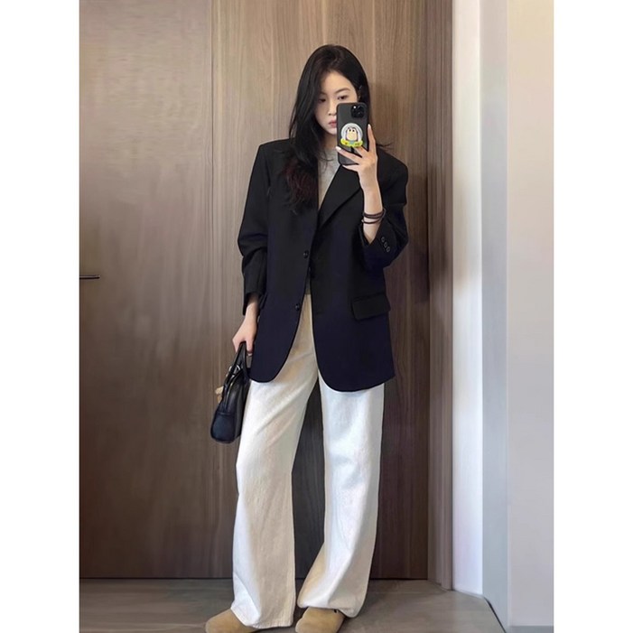 ANYOU 여성 빅사이즈 정장 캐주얼 루즈핏 수트 자켓