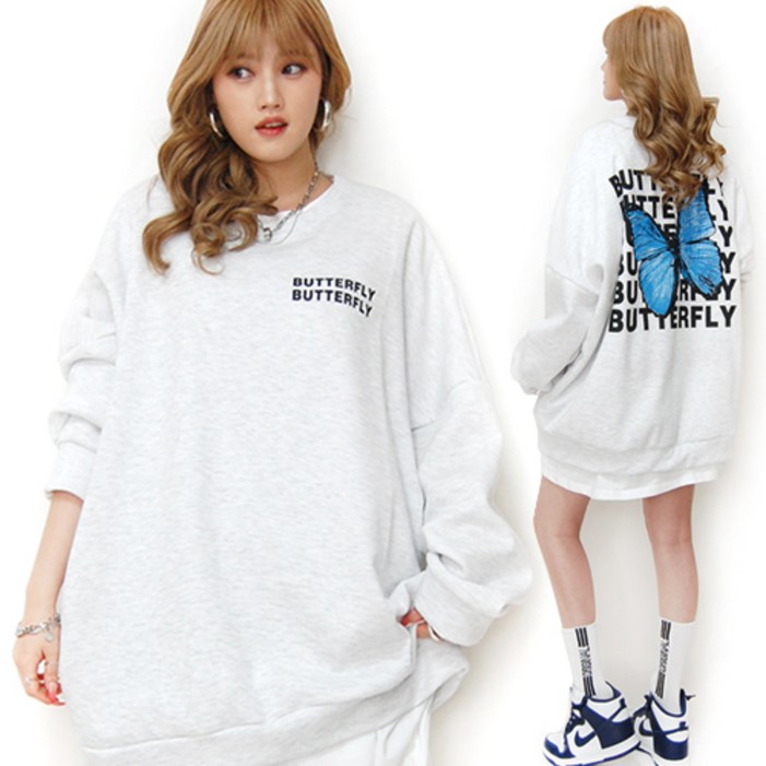 통통마녀  버터플라이 박스 맨투맨 4 컬러  4XL  오버사이즈   기모 포함 판매 