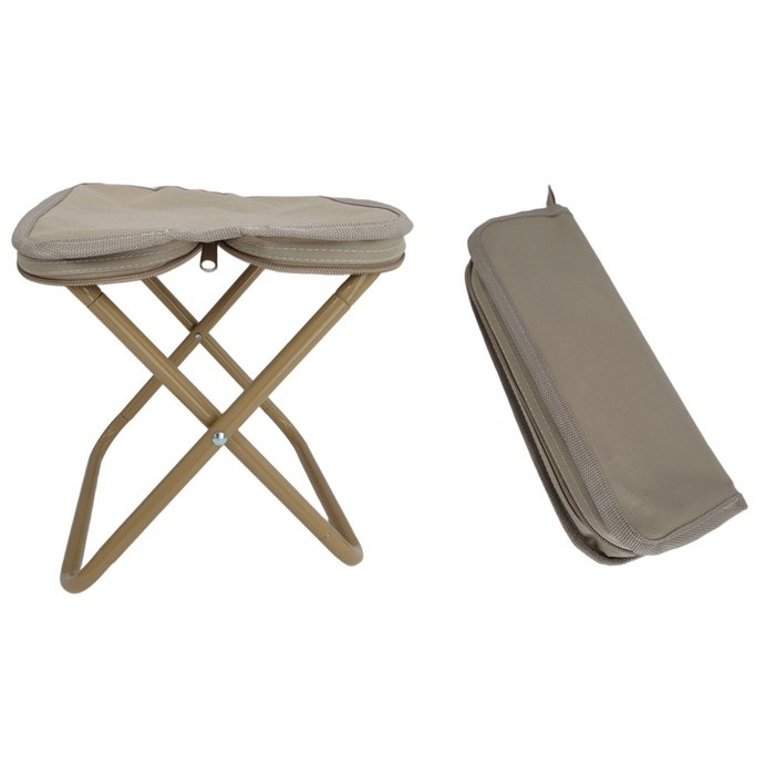 굿오버 캠핑의자 접이식 경량 보조 낚시, 1개, 베이지