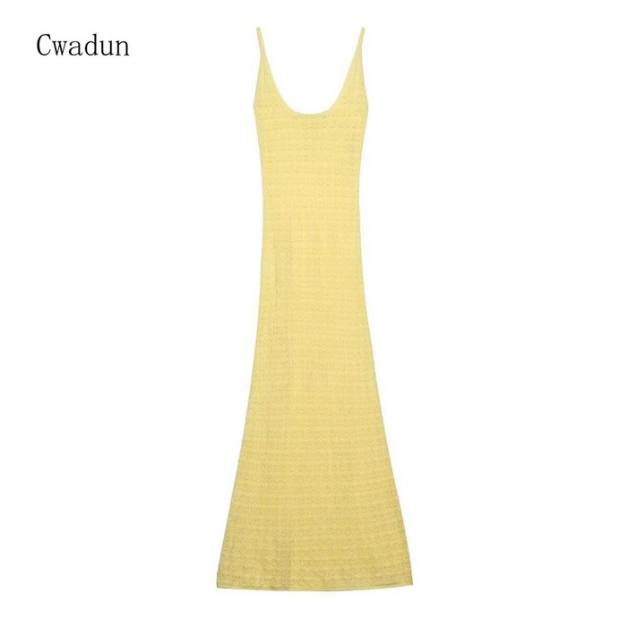 Cwadun 끈이 없는 긴 드레스 메쉬 니트 원피스 GT259 Cwadun 끈이 없는 긴 드레스 메쉬 니트 원피스 GT259