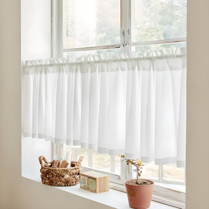 홈인홈 도톰 쉬폰 프릴 가리개 커튼