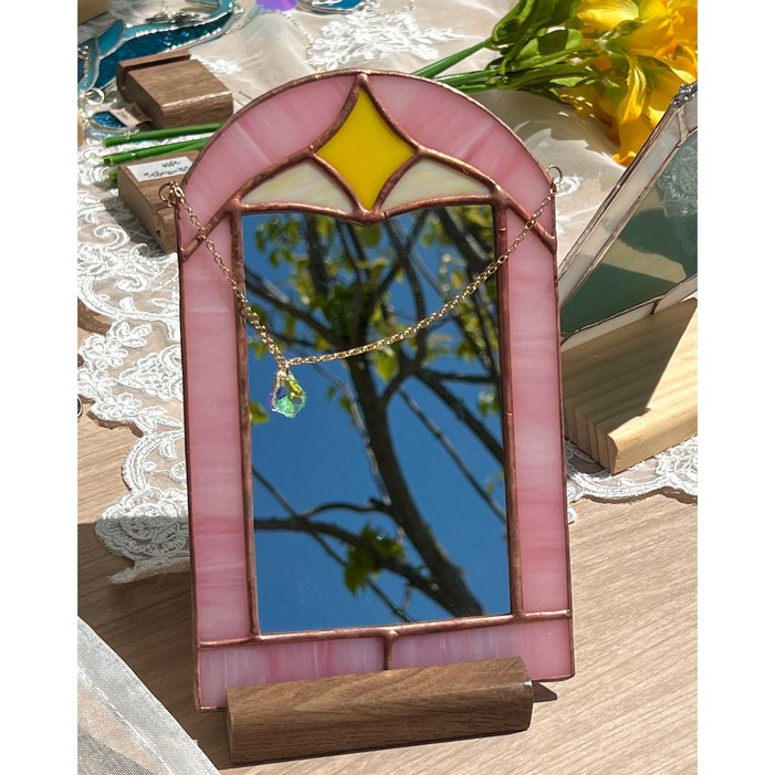 유리거울 자스민거울 탁상용거울 벽걸이거울 스테인드글라스 소품 감성소품 루체오