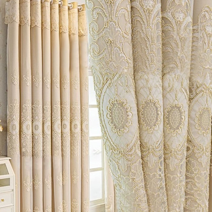 HAROO 아일렛형 유럽식 화려함 커튼 거실 암막 이중 고급  커튼 11