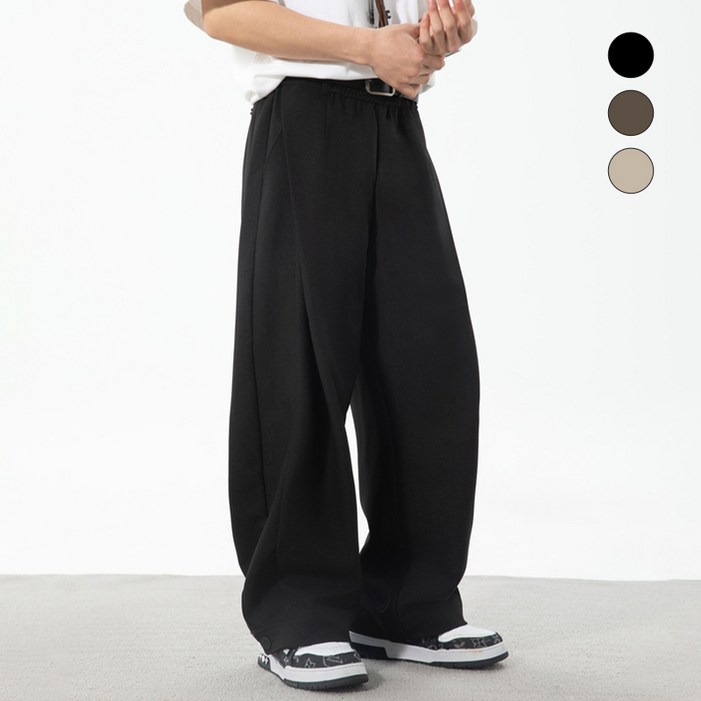 HANYO 남성 데일리 핀턱 벌룬 와이드 팬츠 슬랙스