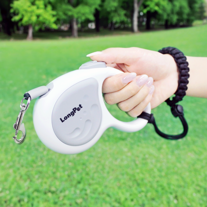 롱펫 고급형 강아지 자동리드줄 360도 꼬임방지 + 이탈방지 손목밴드 세트