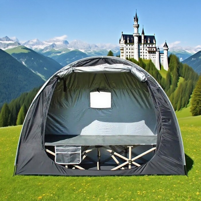 단인용 야전침대 텐트, 백패킹 초경량, 낚시 캠핑 편의형, 캠핑 간편 설치, 임시 거주용 방한 방수 본 상품 야전침대 미포함