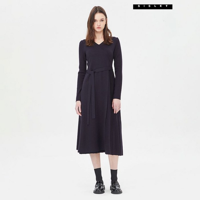 시슬리 랩 플리츠 니트 원피스 SAKO04411