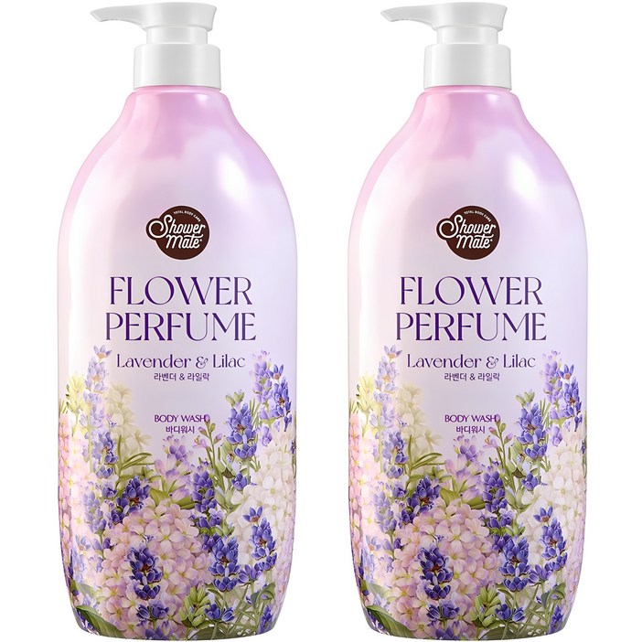 샤워메이트 퍼플플라워 퍼퓸 바디워시 라벤더&라일락 향, 900ml, 2개