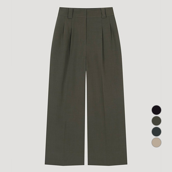 리스트 여성용 백밴딩 투턱 와이드 팬츠