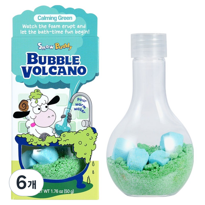 스노우버디 버블 볼케이노 입욕제 카밍그린, 50g, 6개