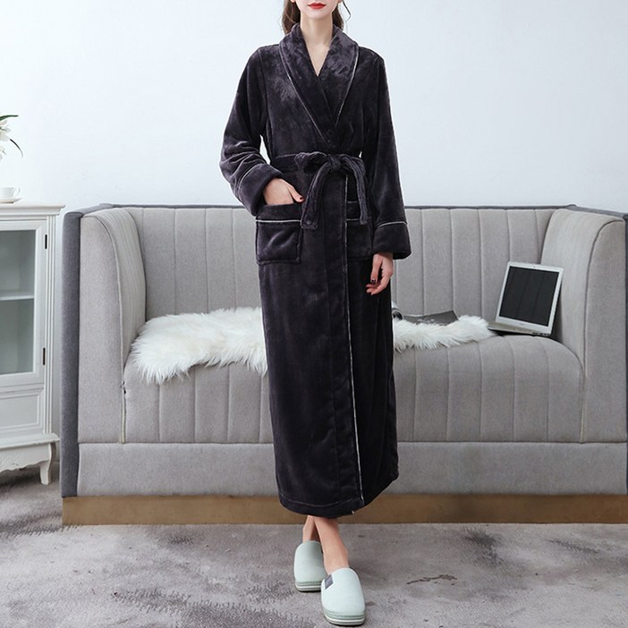 더자카 여성용 라인 극세사소프트 샤워가운 3XL