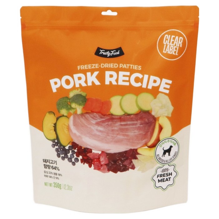 트러스티푸드 전연령 강아지 동결건조 포크 사료 패티, 돼지, 150g, 1개