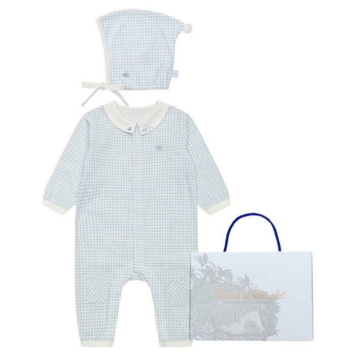 타티네쇼콜라 유아용 BL엘체크 우주복 + 요정 모자 세트