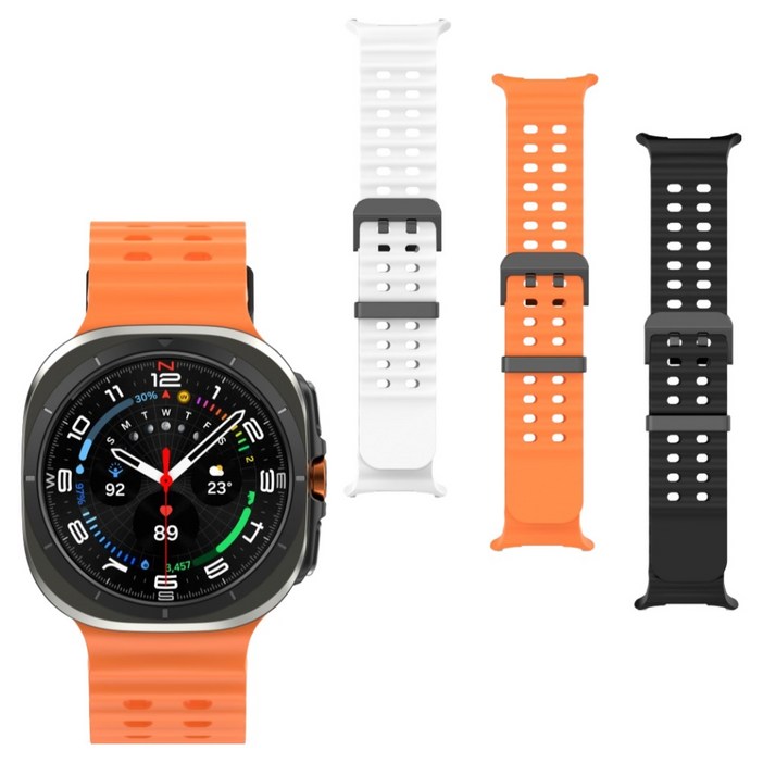 칸탐 갤럭시워치 울트라 마린 스트랩 3종 세트, 화이트, 블랙, 오렌지, 1세트