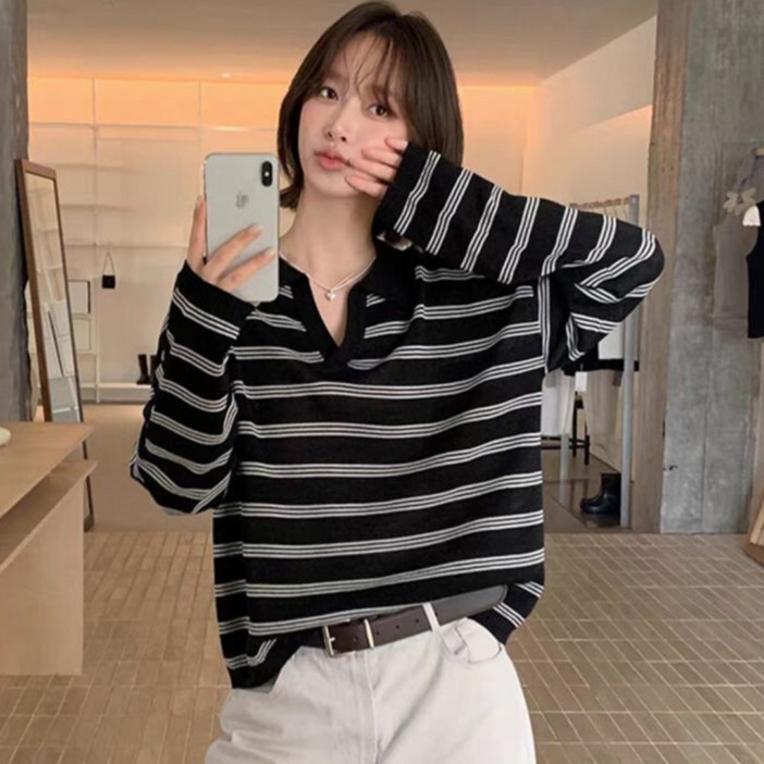 어썸풀 여성용 카엘라 스트라이프 니트 A25FKN081905