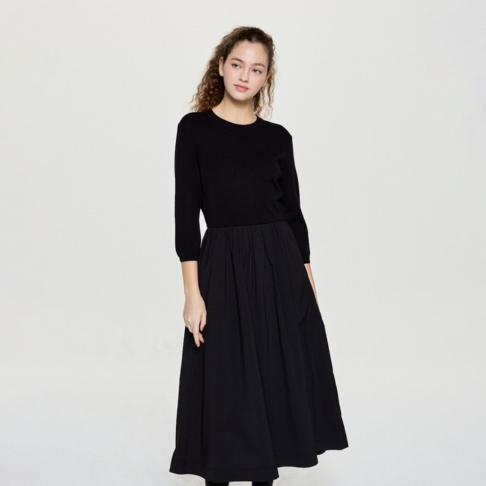 헤지스 여성용 니트믹스 롱 원피스