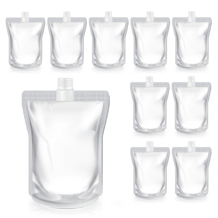 요리를그리다 테이크아웃 음료 투명 스파우트 파우치 500ml 14 x 22 cm, 대L, 1개입, 10개