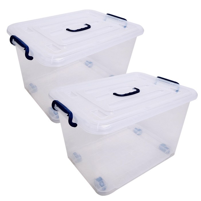 마이닝 플라스틱 리빙박스 90L, 투명, 2개 마이닝 플라스틱 리빙박스 90L, 투명, 2개