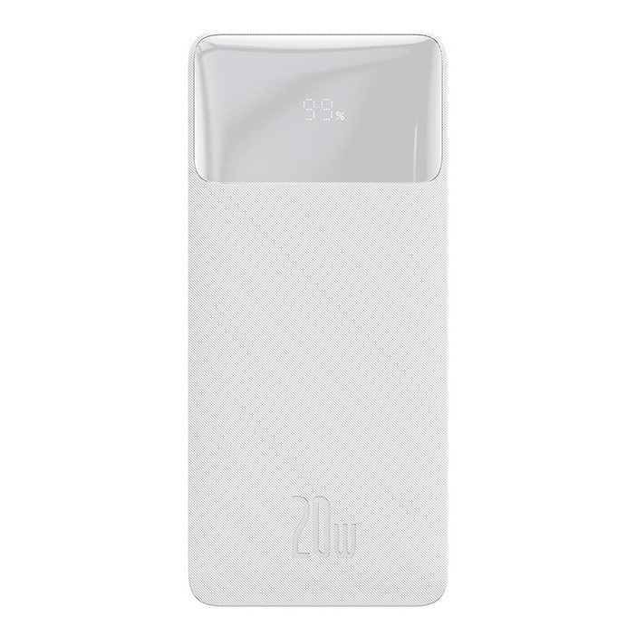 베이스어스 비포우 디지털 디스플레이 10000mAh 20W 초고속 보조배터리 + USB to Micro 케이블 25cm 세트, PPBD10K-X, 화이트