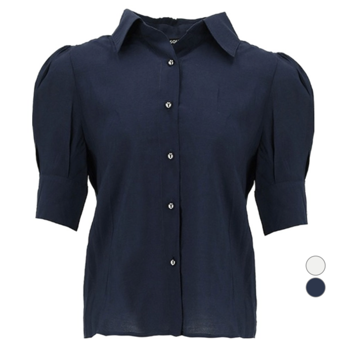 숲 여성용 소매 셔링 카라 블라우스 SA6SS3B